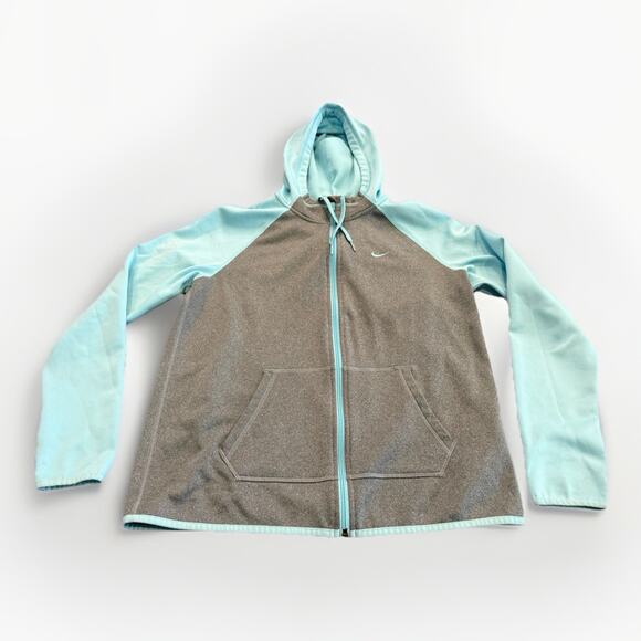 Nike Mens Gray Blue Therma-Fit Hoodie Full Zip Sweatshirt Jacket M 683656-069 - Picture 1 of 10